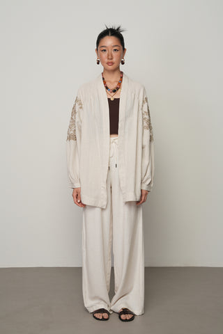 Kadın Sırt ve Kol İşlemeli Bohem Oversize Kimono