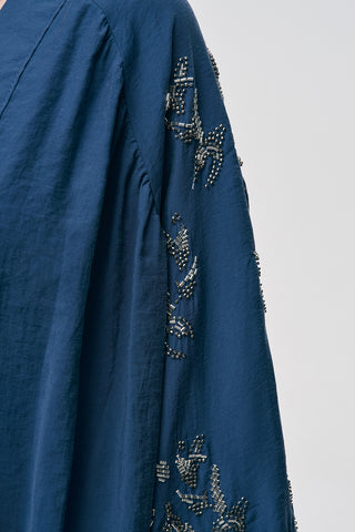 Kadın Arkası Ve Yanı Boncuk İşlemeli Oversize Kimono