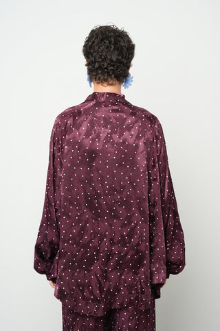 Kadın Bordo Puantiye Desenli Standart Beden Kimono