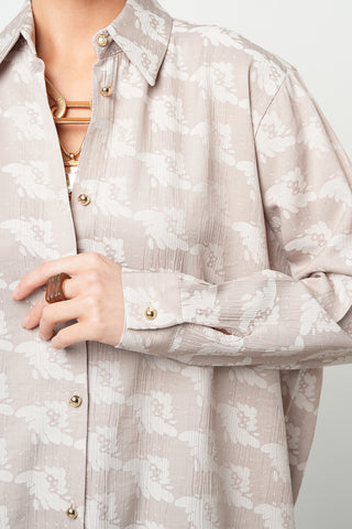 Kadın Viskon Karışımlı Etnik Desen Oversize Tunik Gömlek