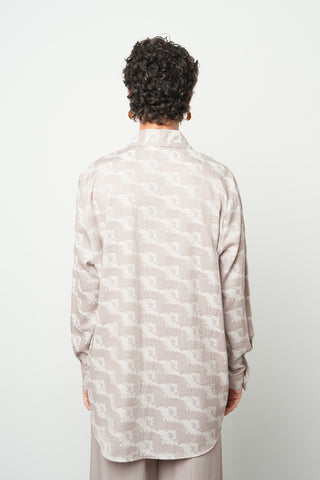 Kadın Viskon Karışımlı Etnik Desen Oversize Tunik Gömlek