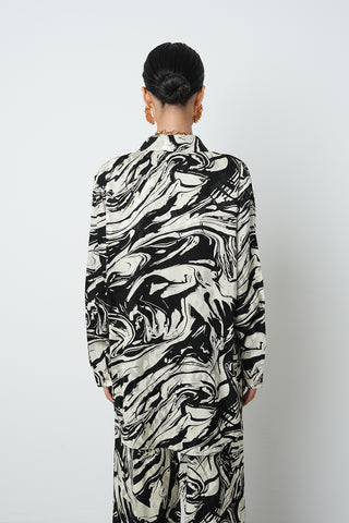 Kadın Akışkan Desenli Oversize Gömlek