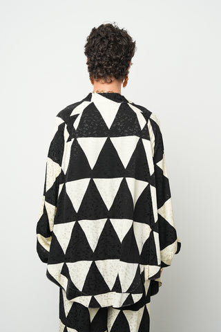 Kadın Geometrik Üçgen Desenli Modern Oversize Kimono