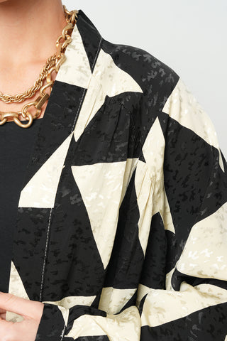 Kadın Geometrik Üçgen Desenli Modern Oversize Kimono