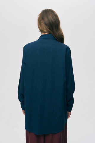 Kadın Önü Desenli Pul ve Boncuk İşlemeli Oversize Gömlek