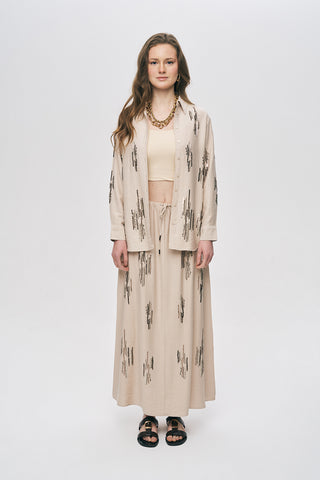 Kadın Glow Payet Ve Boncuk İşlemeli Viskon Oversize Gömlek