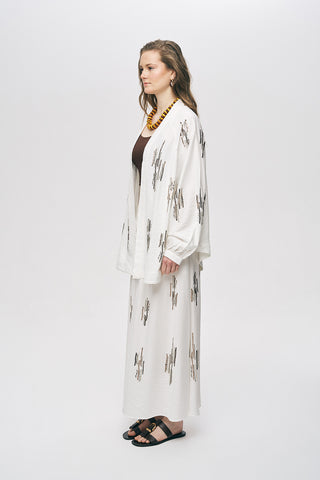 Kadın Glow Payet Ve Boncuk İşlemeli Oversize Viskon Kimono