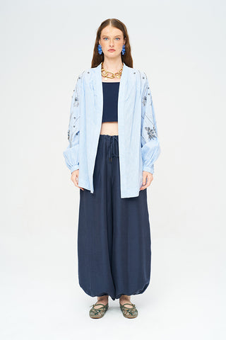 Kadın Yoğun Boncuk Işlemeli Oversize Kimono