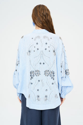 Kadın Yoğun Boncuk Işlemeli Oversize Kimono