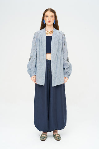 Kadın Yoğun Boncuk Işlemeli Oversize Kimono