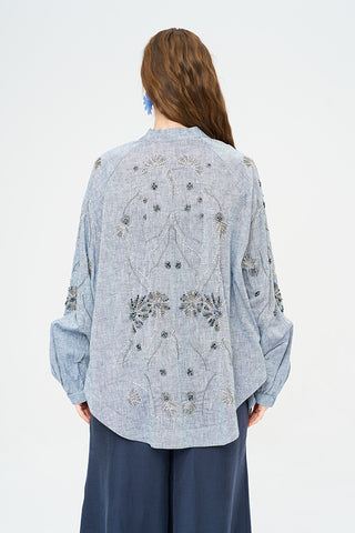 Kadın Yoğun Boncuk Işlemeli Oversize Kimono