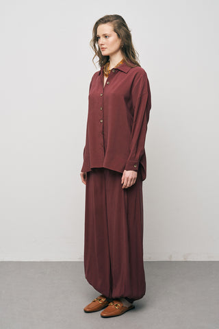 Kadın Basic Modal Düz Dökümlü Gömlek