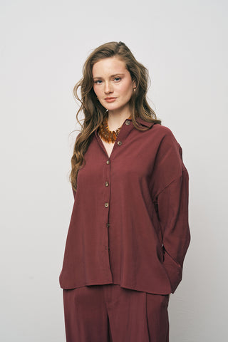 Kadın Basic Modal Düz Dökümlü Gömlek