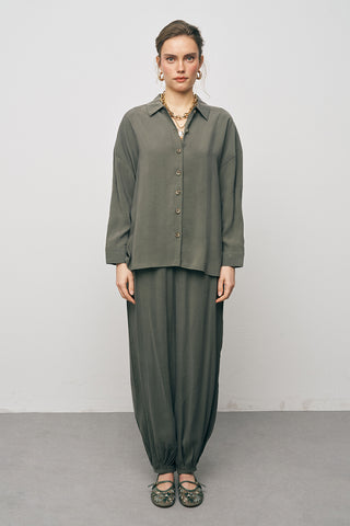 Kadın Basic Modal Düz Dökümlü Gömlek