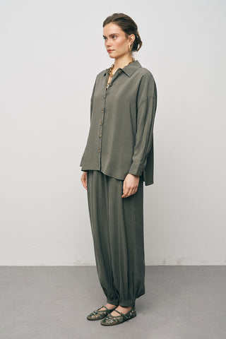 Kadın Basic Modal Düz Dökümlü Gömlek