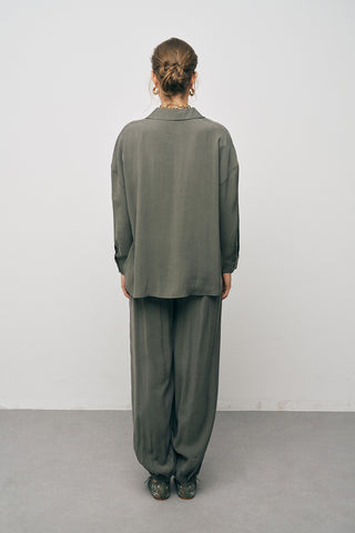 Kadın Basic Modal Düz Dökümlü Gömlek