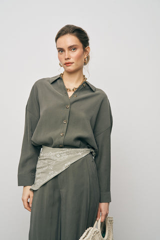 Kadın Basic Modal Düz Dökümlü Gömlek