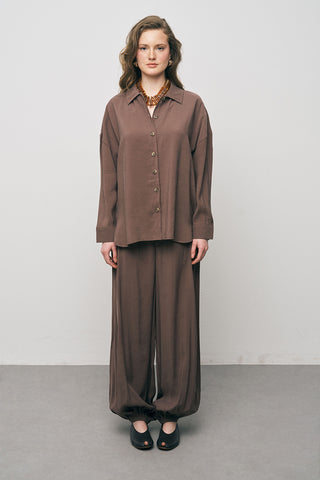 Kadın Basic Modal Düz Dökümlü Gömlek