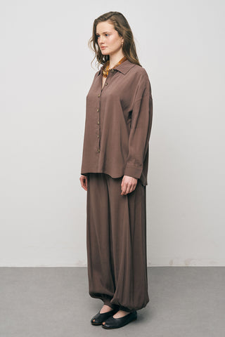 Kadın Basic Modal Düz Dökümlü Gömlek