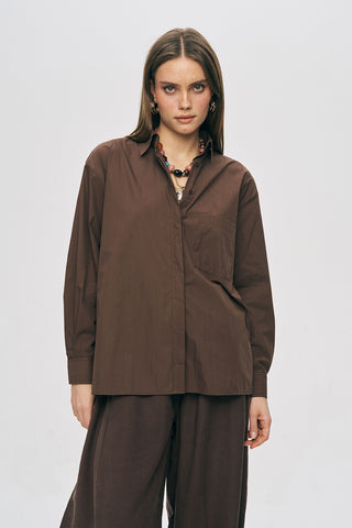 Kadın Tek Cepli Minimalist Düz Renk Gömlek