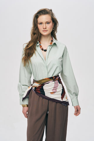 Kadın Tek Cepli Minimalist Düz Renk Gömlek