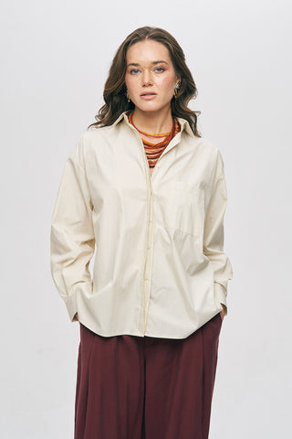 Kadın Tek Cepli Minimalist Düz Renk Gömlek