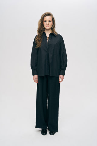 Kadın Tek Cepli Minimalist Düz Renk Gömlek