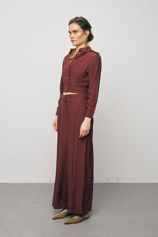 Kadın Modern Kruvaze Kesim Crop Viskon Gömlek