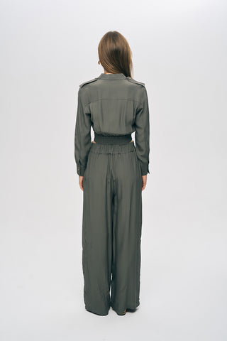 Kadın Modern Kruvaze Kesim Crop Viskon Gömlek