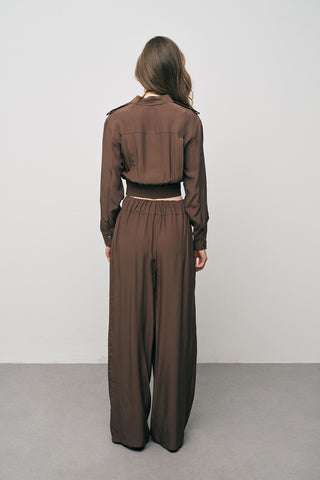 Kadın Modern Kruvaze Kesim Crop Viskon Gömlek