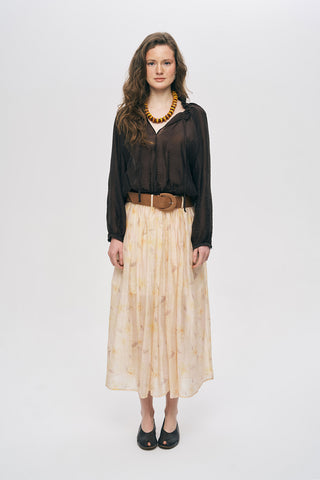 Kadın Belden Lastikli ve Büzgü Detaylı Transparan Bluz