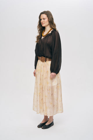 Kadın Belden Lastikli ve Büzgü Detaylı Transparan Bluz