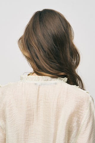 Kadın Pastel Şifon Volan Detaylı İpeksi Gömlek