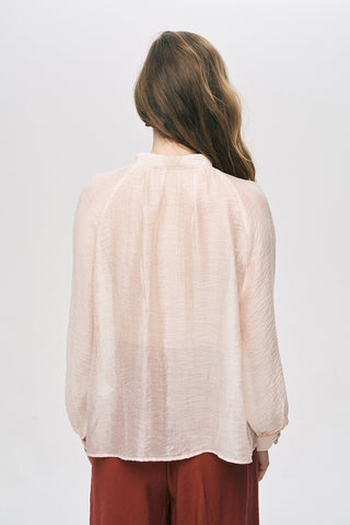 Kadın Hakim Yaka Düğme Detaylı Düz Renk Şifon Gömlek