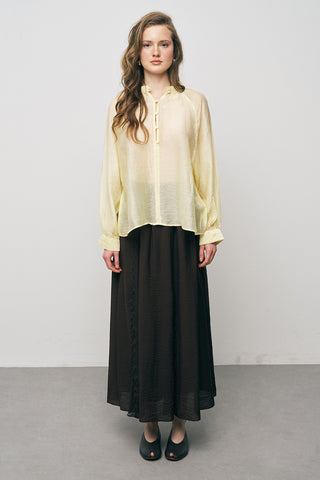 Kadın Hakim Yaka Düğme Detaylı Düz Renk Şifon Gömlek