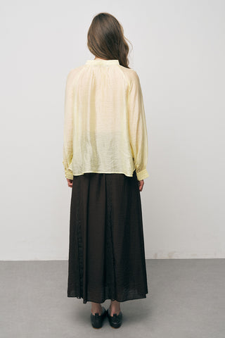 Kadın Hakim Yaka Düğme Detaylı Düz Renk Şifon Gömlek