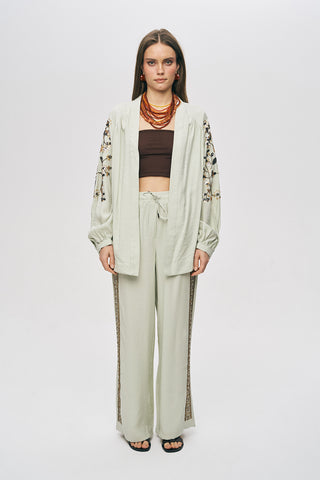 Kadın Zarif Işıltı Sırtı Payet ve Boncuk İşlemeli Oversize Kimono