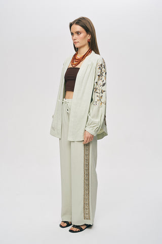 Kadın Zarif Işıltı Sırtı Payet ve Boncuk İşlemeli Oversize Kimono