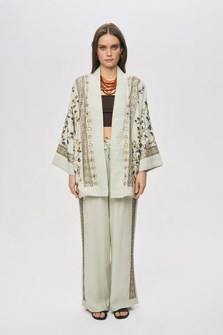Kadın Zarif Işıltı Önü Payet ve Boncuk İşlemeli Kimono