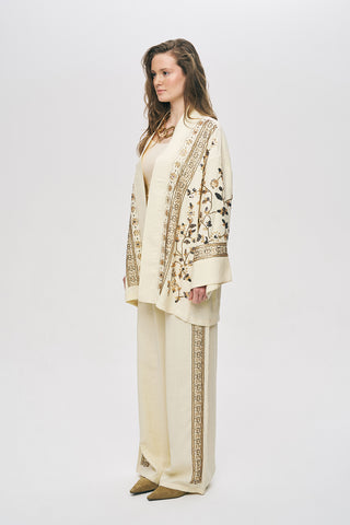 Kadın Zarif Işıltı Önü Payet ve Boncuk İşlemeli Kimono