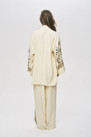 Kadın Zarif Işıltı Önü Payet ve Boncuk İşlemeli Kimono