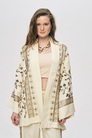 Kadın Zarif Işıltı Önü Payet ve Boncuk İşlemeli Kimono