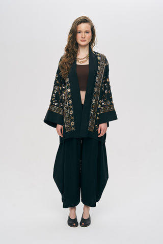 Kadın Zarif Işıltı Önü Payet ve Boncuk İşlemeli Kimono