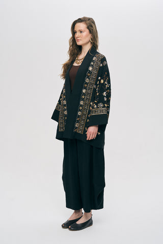 Kadın Zarif Işıltı Önü Payet ve Boncuk İşlemeli Kimono