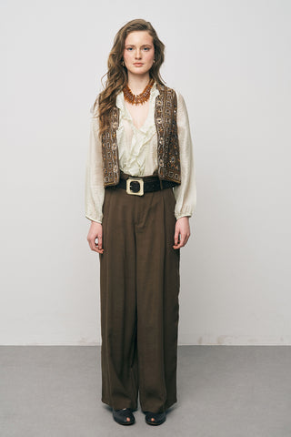 Kadın El İşçiliği Boncuk ve Nakış İşlemeli Modal Yelek