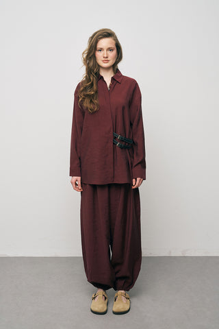 Kadın Lyocell Luxe Çift Kemer Aksesuarlı İpeksi Gömlek