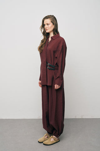 Kadın Lyocell Luxe Çift Kemer Aksesuarlı İpeksi Gömlek