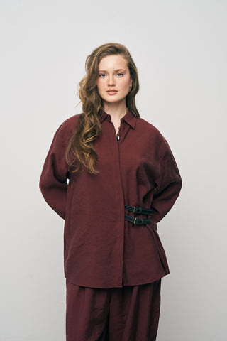 Kadın Lyocell Luxe Çift Kemer Aksesuarlı İpeksi Gömlek