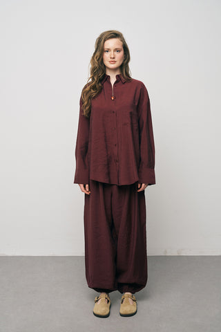 Kadın Lyocell Luxe İpeksi Düz Renk Basic Gömlek