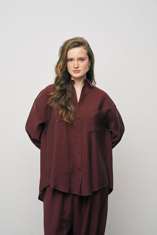 Kadın Lyocell Luxe İpeksi Düz Renk Basic Gömlek